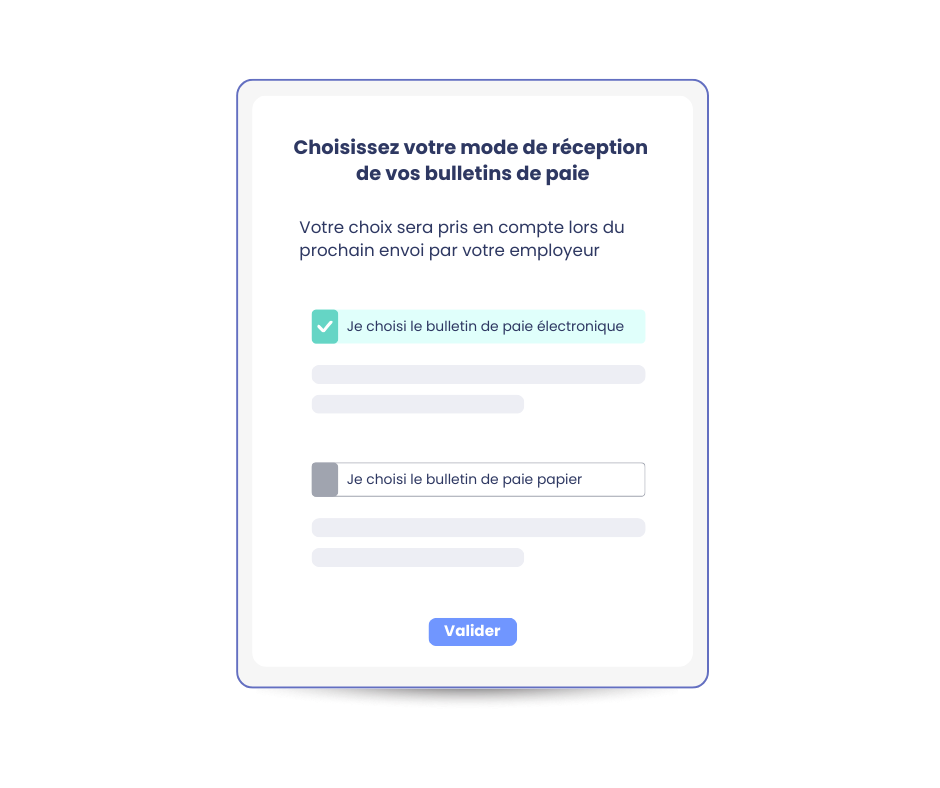 Logiciel dématérialisation RH mpleo - Choix du mode de réception des bulletins de paie