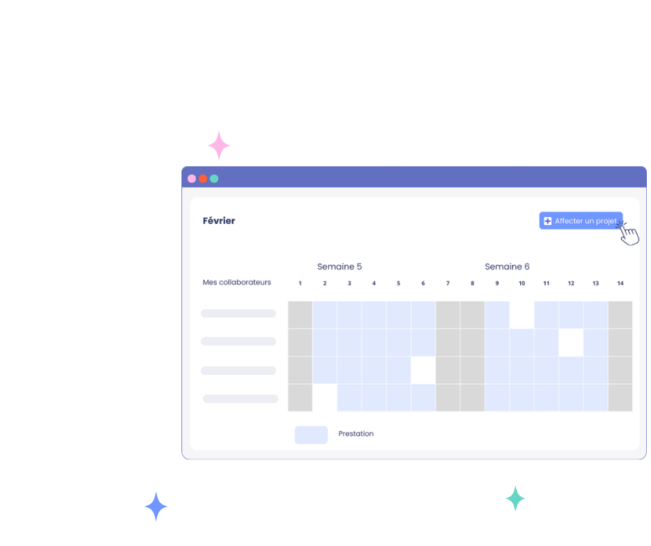 Logiciel feuilles de temps - affectation d'un collaborateur à un projet